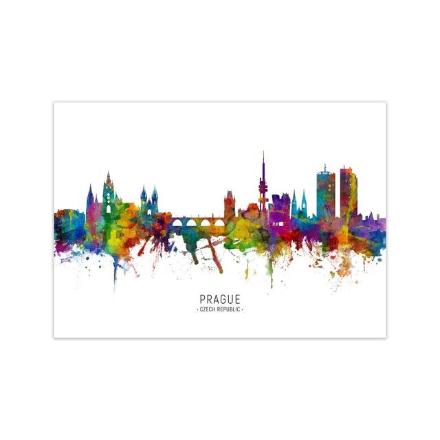 Prague Czech Republic Skyline by Michael Tompsett - Graphic Art Print Ebern Designs Size: 42cm H x 59cm W x 1cm D, Format: Unframed on Productcaster.