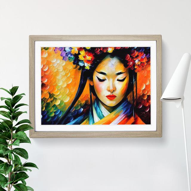 Shimmering Geisha Vol.1 Abstract - Picture Frame Graphic Art Marlow Home Co. Size: 25cm H x 34cm W x 2cm D, Frame Colour: Oak on Productcaster.