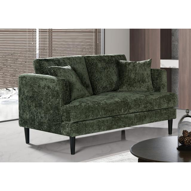 Textured Chenille 2 Seater Sofa George Oliver Upholstery Colour: Green on Productcaster.