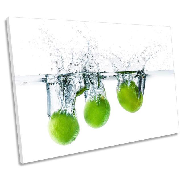 Green Lime Water Splash - Wrapped Canvas Photograph Ebern Designs Size: 91.4cm H x 137.2cm W x 4cm D on Productcaster.