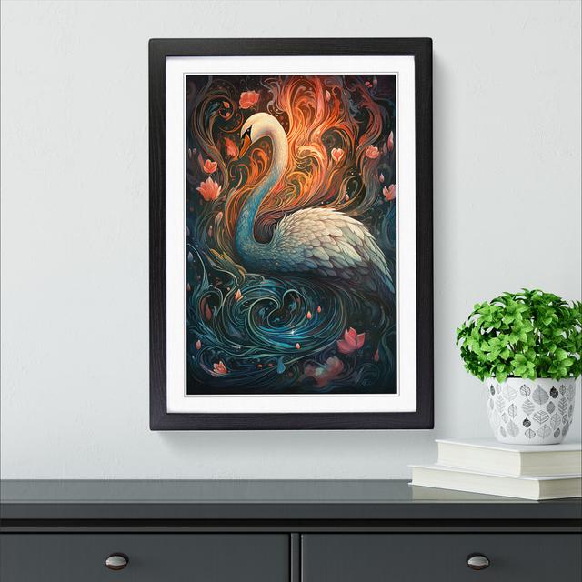 Swan Nouveau No.2 - Print Brambly Cottage Frame Colour: Black, Size: 46cm H x 34cm W x 2cm D on Productcaster.