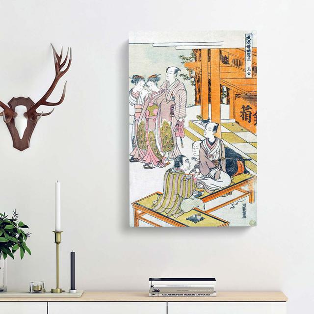 View to Marriage by Isoda Koryusai - Wrapped Canvas Painting Print East Urban Home Size: 76cm H x 50cm W x 3cm D on Productcaster.