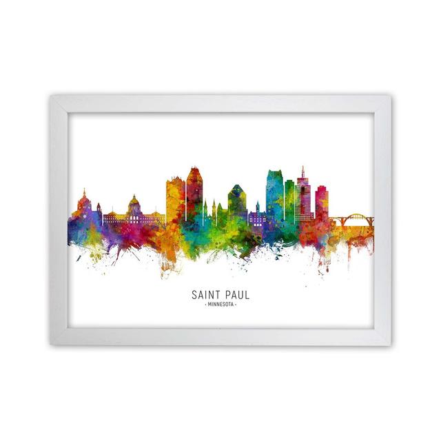 Saint Paul Minnesota Skyline by Michael Tompsett - Graphic Art Print Latitude Run Format: White Framed, Size: 34cm H x 46cm W x 3cm D on Productcaster.