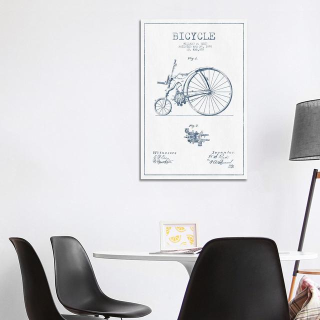 Willard S. Reed Bicycle Patent Sketch (Ink) by Aged Pixel - Wrapped Canvas Painting Williston Forge Size: 101.6cm H x 66.04cm W x 1.91cm D on Productcaster.