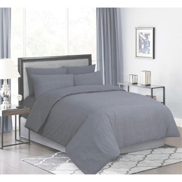 Louie Cotton Solid Colour Duvet Cover Set with Pillowcases Brambly Cottage Size: King Duvet Cover + 2 Standard Pillowcases, Colour: Light Grey on Productcaster.