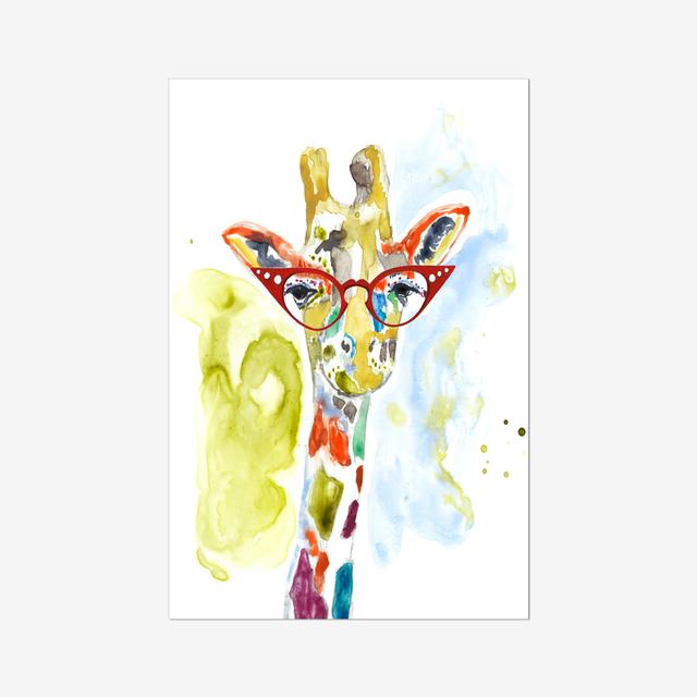 Smarty-Pants Giraffe by Jennifer Goldberger - Painting Print Marlow Home Co. Size: 46cm H x 30cm W, Format: Wrapped Canvas on Productcaster.