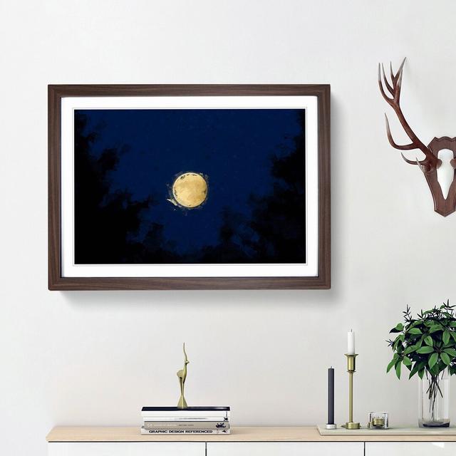 Moon Through the Trees in Abstract - Picture Frame Graphic Art Print East Urban Home Size: 36cm H x 48cm W x 2cm D, Frame Option: Walnut Framed on Productcaster.