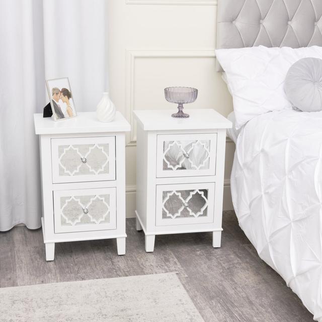 Ajay 4 Drawer Bedside Table Mercer41 Colour: White on Productcaster.