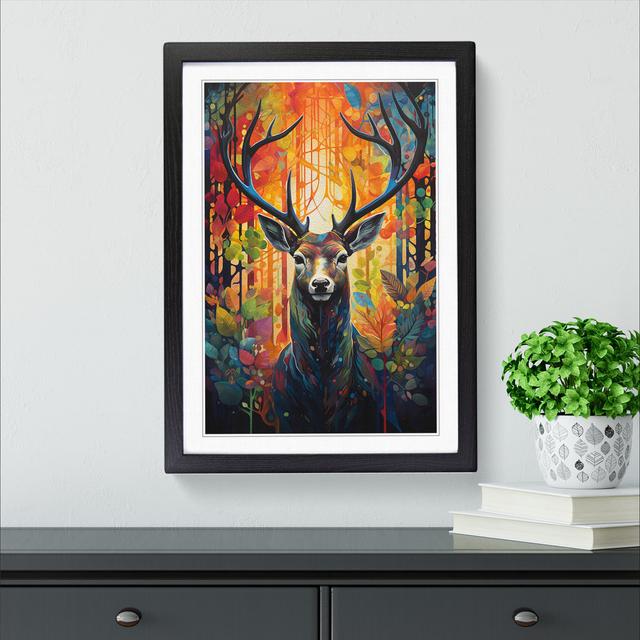 Deer Orphism - Single Picture Frame Art Prints on Wood Alpen Home Format: Black Framed, Size: 46cm H x 34cm W on Productcaster.