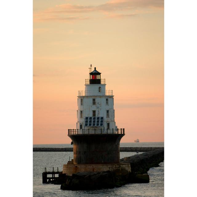 Harbor Of Refuge Lighthouse In Delaware by CatLane - No Frame Art Prints on Canvas Breakwater Bay Size: 76cm H x 51cm W on Productcaster.