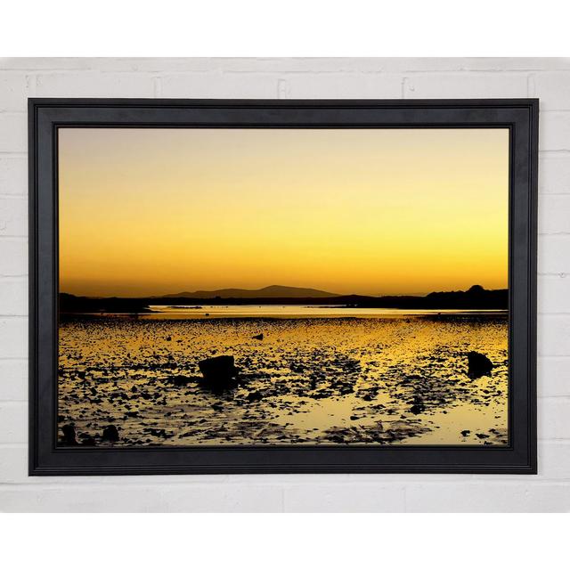 Yellow Pebble Shoreline Framed Print Highland Dunes Size: 84.1cm H x 118.9cm W x 1.5cm D on Productcaster.