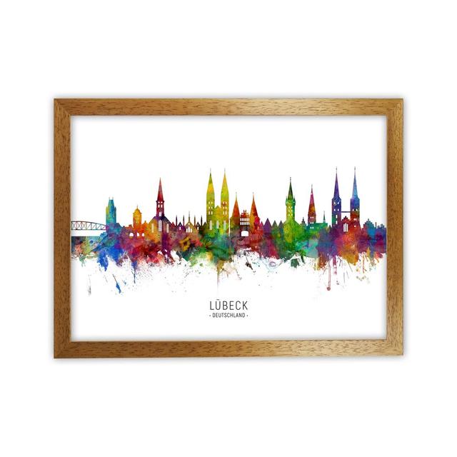 Lubeck Deutschland Skyline by Michael Tompsett - Print Ebern Designs Size: 64cm H x 88cm W x 3cm D, Format: Brown Framed on Productcaster.