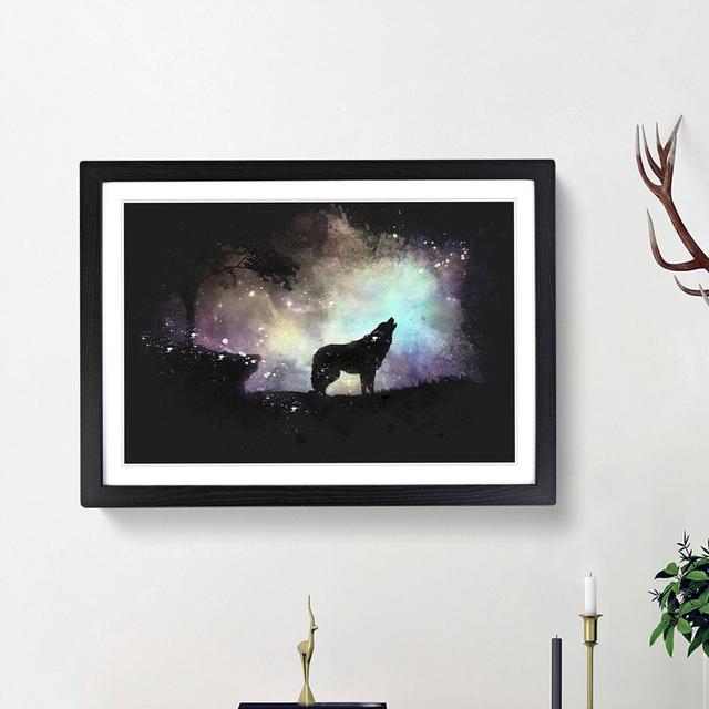 Howling Wolf with a Galaxy Forest - Picture Frame Graphic Art Print East Urban Home Size: 62cm H x 87cm W x 2cm D, Frame Option: Black Framed on Productcaster.