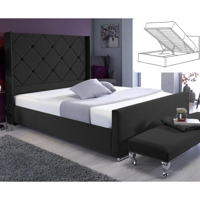 Upholstered Ottoman Bed Britainsleep Size: Small Double (4'), Colour: Black on Productcaster.