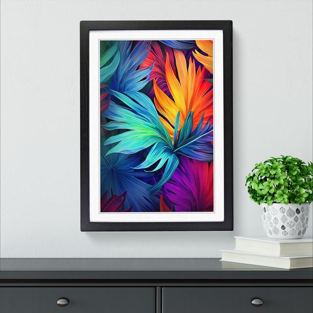 XYZ-FRM-V1223-6258 Tropical Leaf Digital - Single Picture Frame Print on Wood Big Box Art Size: 34cm H x 25cm W x 2cm D, Frame Colour: Black on Productcaster.