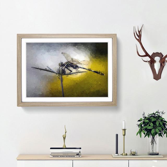 Dragonfly upon a Thistle in Abstract - Picture Frame Graphic Art Print on MDF East Urban Home Size: 62cm H x 87cm W x 2cm D, Frame Option: Oak Framed on Productcaster.