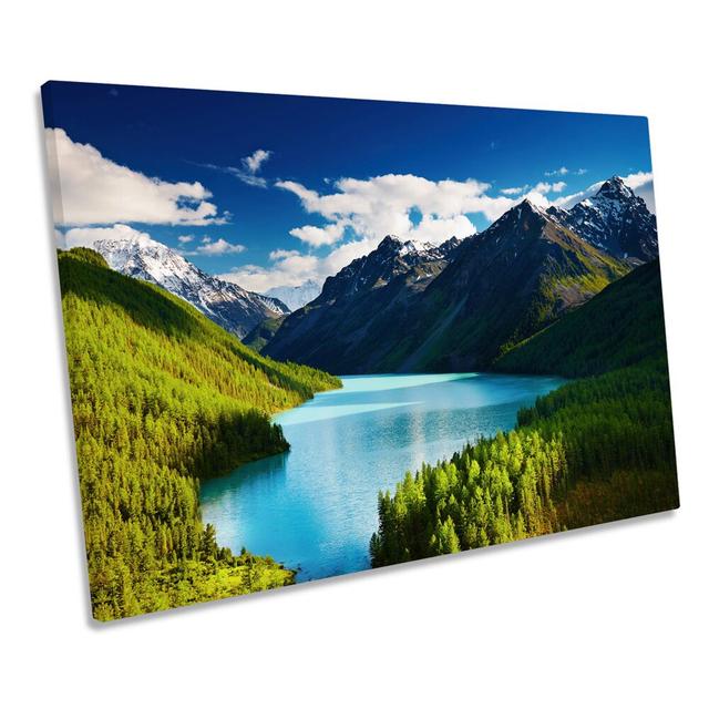 Mountain Landscape Sunset - Wrapped Canvas Print Union Rustic Size: 40.6cm H x 61cm W x 2cm D on Productcaster.