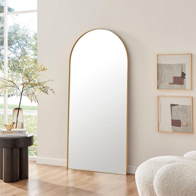 Adne Hallway Mirror - Full Length Arch Metal Frame Living Room Mirror Fairmont Park Finish: Gold on Productcaster.