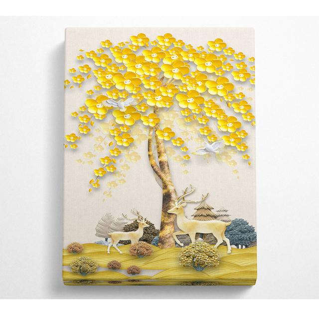 Gold Tree - Kunstdrucke auf Leinwand ohne Rahmen ClassicLiving Größe: 121,9 cm H x 81 cm B on Productcaster.