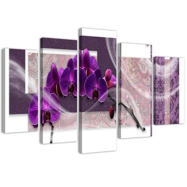 Orchid Violet Abstract Ebern Designs Size: 100cm H x 200cm W on Productcaster.