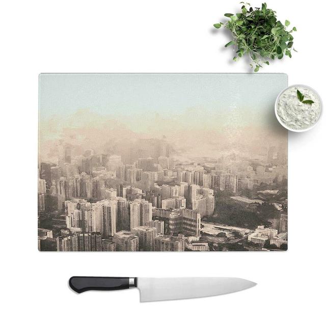 Glass Hong Kong Skyline Abstract Art Chopping Board East Urban Home Size: 39 cm W x 28.5 cm L on Productcaster.