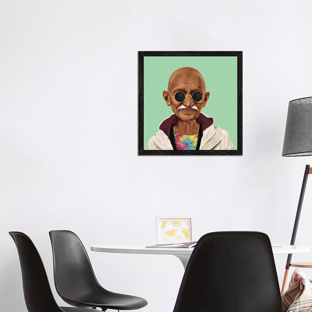 'Mahatma Gandhi' by Amit Shimoni - Floater Frame Graphic Art Print on Canvas Happy Larry Frame Option: Black Framed, Size: 93.98cm H x 93.98cm W x 3.8 on Productcaster.