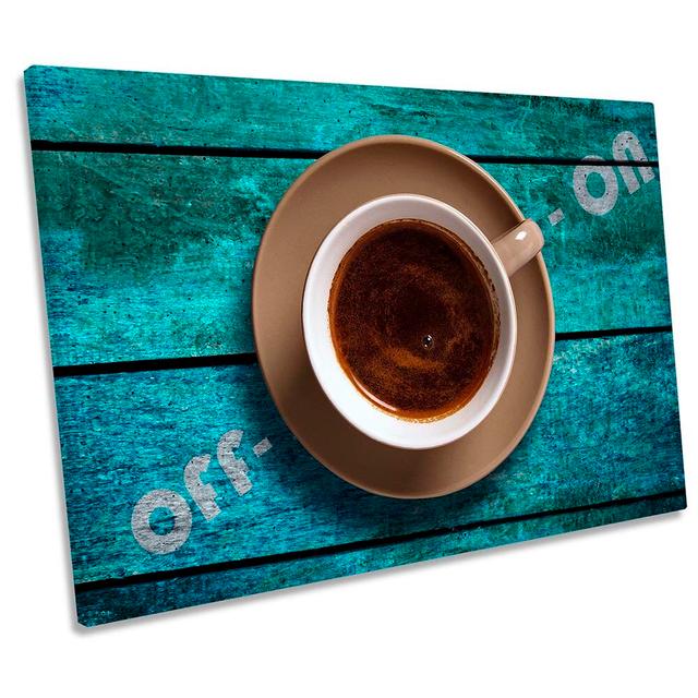 Coffee On Off Switch - Wrapped Canvas Print Ebern Designs Size: 61cm H x 91.4cm W x 4cm D on Productcaster.