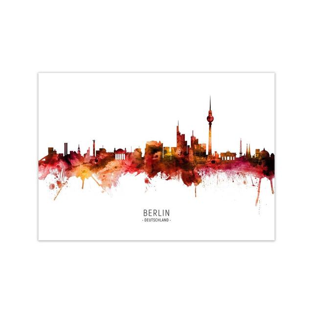 Berlin Deutschland Skyline Red City Name by Michael Tompsett - Graphic Art Ebern Designs Size: 42cm H x 59cm W x 1cm D, Format: Unframed on Productcaster.