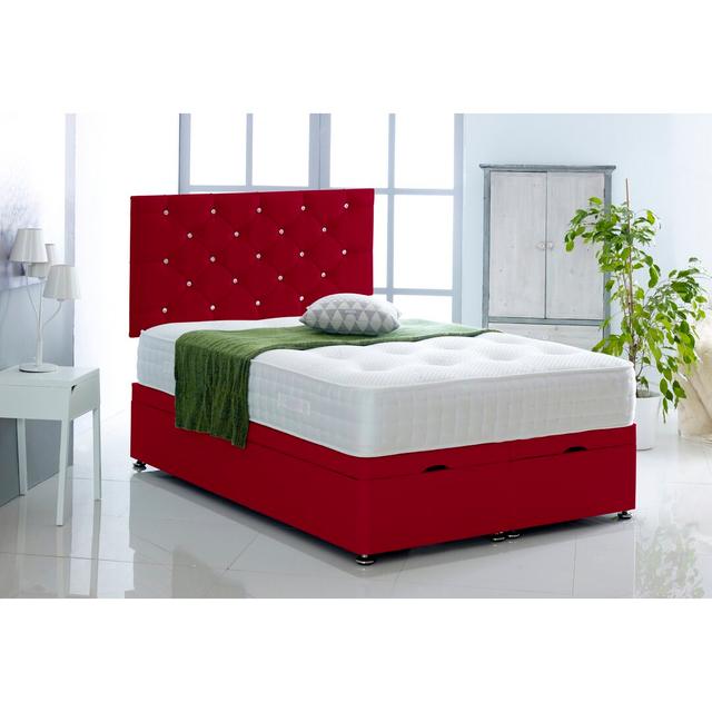 Fick Upholstered Ottoman Bed Ebern Designs Size: Small Double (4'), Colour: Red on Productcaster.