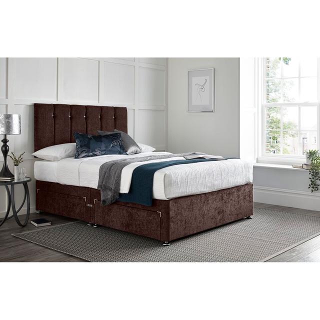 Azende Divan Bed with 24" Headboard on Struts Wayfair Sleep Size: Small Double, Colour: Brown, Storage Type: 2 Foot-end Drawers on Productcaster.