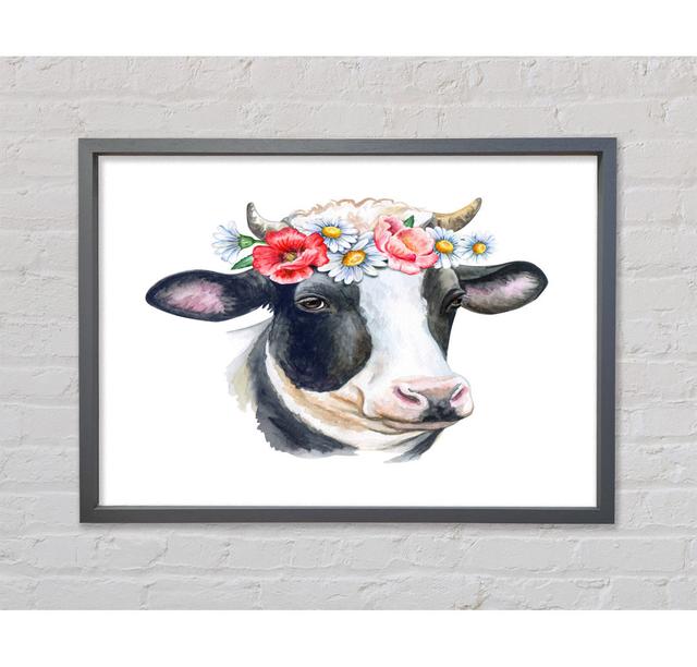 Flower Girl Cow - Single Picture Frame Art Prints on Canvas Bright Star Size: 59.7cm H x 84.1cm W x 3.3cm D on Productcaster.