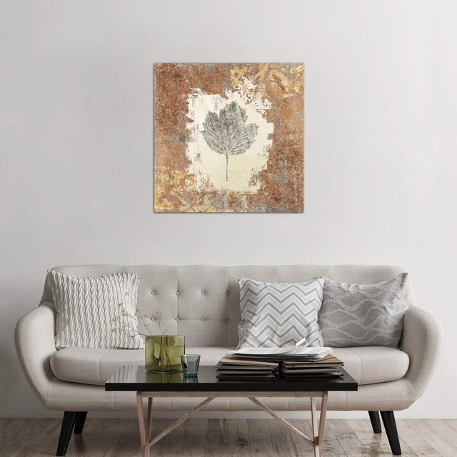 'Gilded Leaf' Graphic Art Print on Canvas Union Rustic Size: 66.04cm H x 66.04cm W x 1.91cm D on Productcaster.