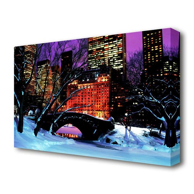 'New York City Central Park Night Snow' - Photograph Print on Canvas East Urban Home Size: 81.3 cm H x 121.9 cm W x 4.4 cm D on Productcaster.