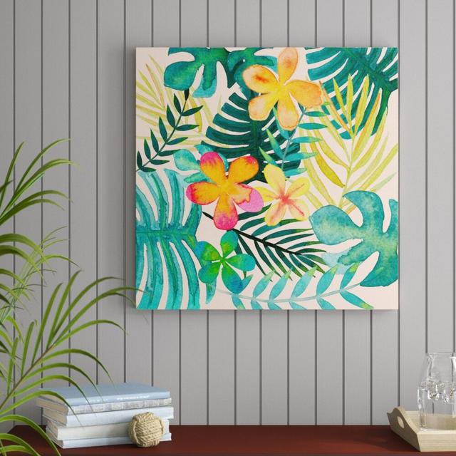 'Tropical Flora' Watercolour Painting Print on Wrapped Canvas East Urban Home Size: 81cm H x 81cm W on Productcaster.