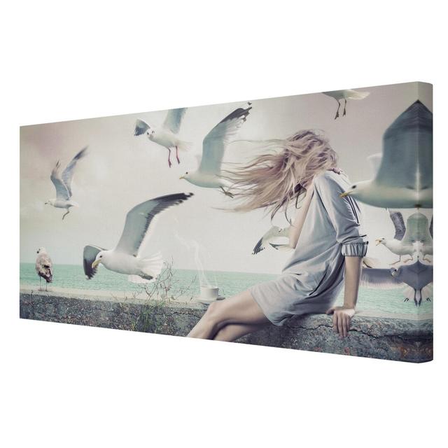 Coffee by the Sea - Wrapped Canvas Graphic Art Print East Urban Home Size: 120cm L x 60cm W on Productcaster.