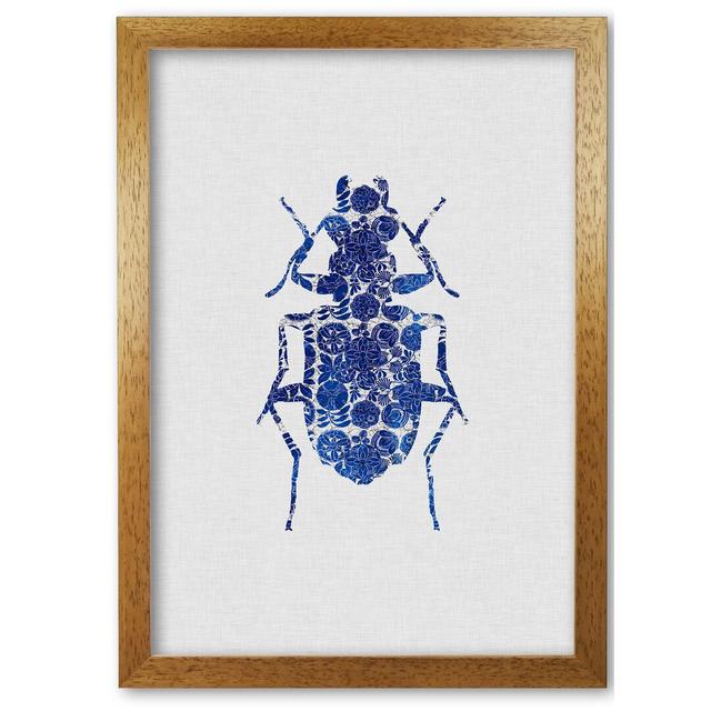 Blue Beetle II - Print East Urban Home Size: 60 cm H x 42 cm W x 5 cm D, Format: Honey Oak Frame on Productcaster.