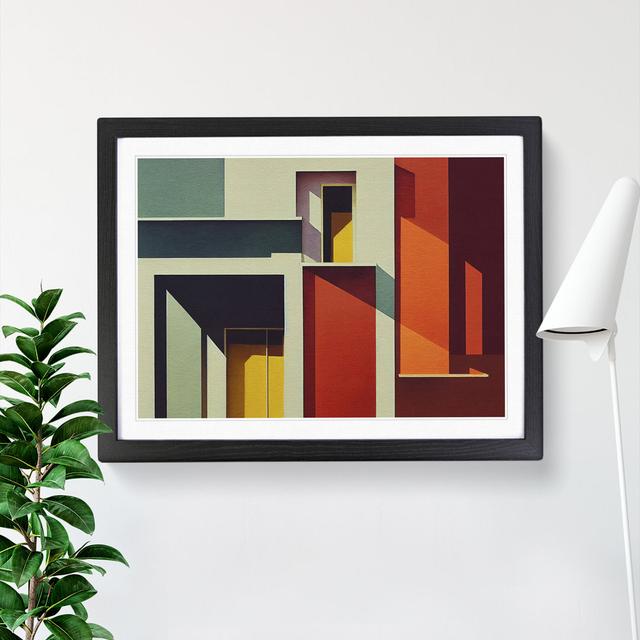 Bauhaus Architecture Abstract - Single Picture Frame Print Metro Lane Frame Colour: Black, Size: 46cm H x 64cm W x 2cm D on Productcaster.