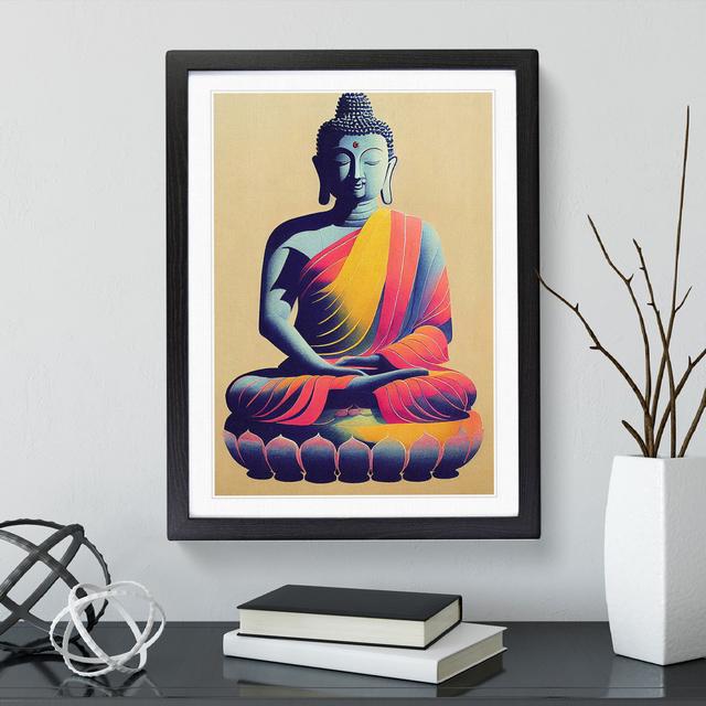 Colourful Buddha No.4 - Graphic Art Latitude Vive Size: 66cm H x 48cm W x 2cm D, Format: Black Framed, Matte Colour: White on Productcaster.