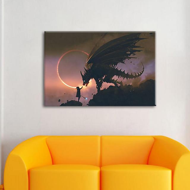 Zauberer Und Drache Bei Sonnenfinsternis Als Leinwandbild Maturi Größe: 60 cm H x 80 cm B x 1,8 cm T on Productcaster.