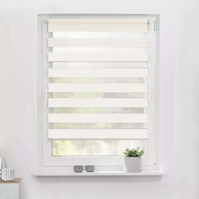 Semi-Sheer Day & Night Roller Blind Symple Stuff Blind Size: 150 cm L x 110 cm W, Colour: Cream on Productcaster.