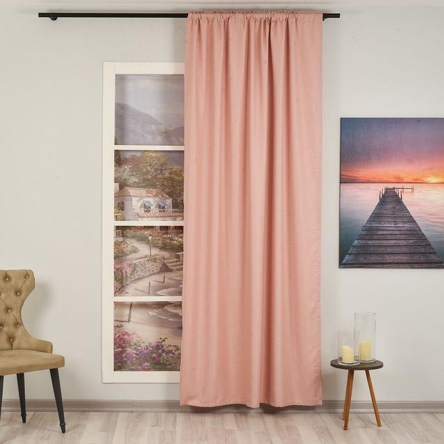 Extra Long & Extra Wide Faux Linen Decorative Curtain Single Panel Lilijan Home & Curtain Panel Size: Width 140 x Drop 375cm, Colour: Baby Pink on Productcaster.