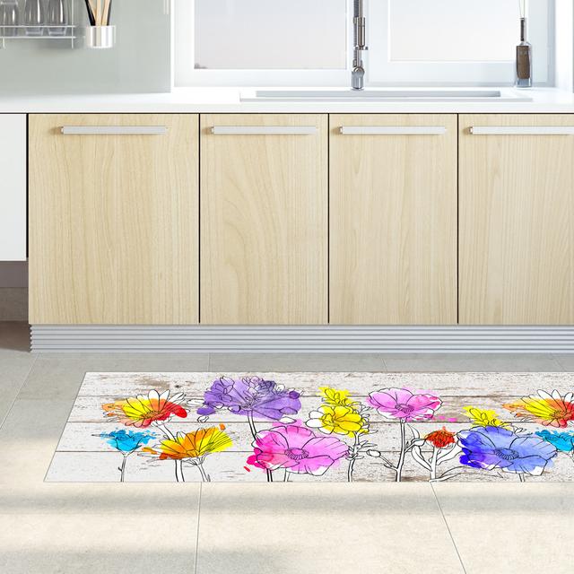 Furnell Floral Machine Woven Beige Area Rug East Urban Home Rug Size: Rectangle 52 x 280cm on Productcaster.