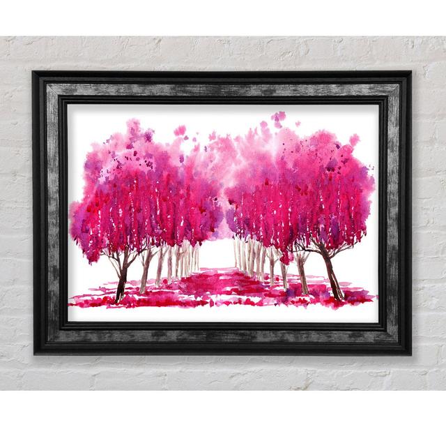 Tree Walk - Single Picture Frame Art Prints Rosalind Wheeler Size: 21cm H x 42cm W, Colour: Pink on Productcaster.