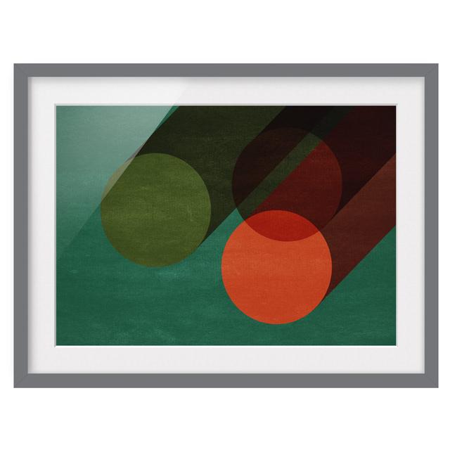 Abstract Shapes - Circles in Green and Red - Picture Frame Graphic Art Ebern Designs Format: Grey, Size: 70cm H x 100cm W x 2cm D, Matte Colour: White on Productcaster.