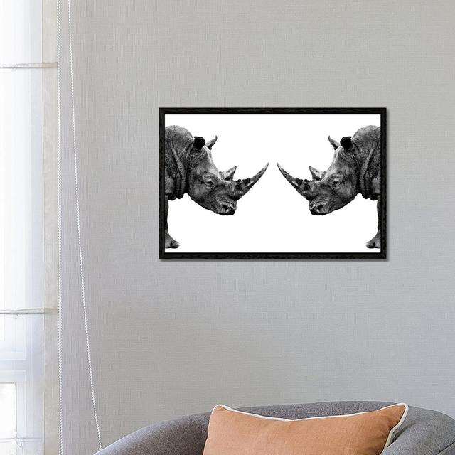 Rhinos Face To Face White Edition by Philippe Hugonnard - Gallery-Wrapped Canvas Giclée on Canvas Union Rustic Format: Black Framed, Size: 45.72cm H x on Productcaster.