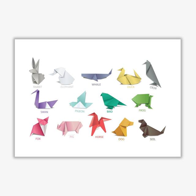 'Origami Animals' Graphic Art East Urban Home Size: 30 cm H x 42 cm W x 1 cm D, Format: No Frame on Productcaster.