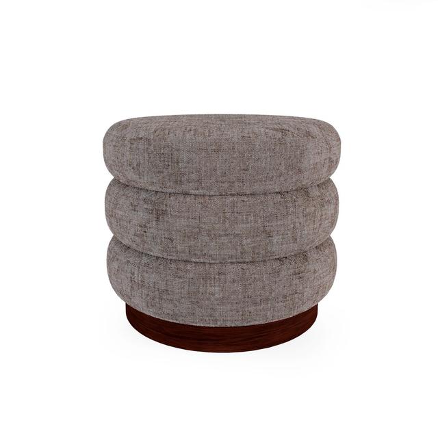 Pouf Harner Canora Grey Beinfarbe: Geräucherter Eukalyptus, Polsterfarbe: Dunkelgrau on Productcaster.