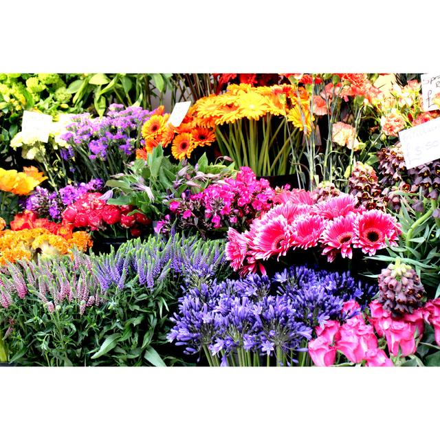 Flower Stall by Ginew - Wrapped Canvas Photograph Marlow Home Co. Size: 30cm H x 46cm W on Productcaster.