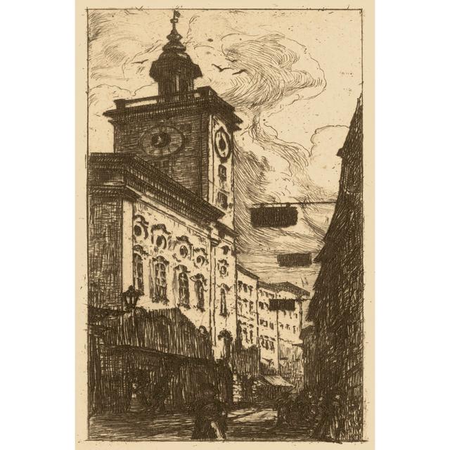 Town Hall I by Pfaff-Bader - Wrapped Canvas Drawing Williston Forge Size: 91cm H x 61cm W x 3.8cm D on Productcaster.