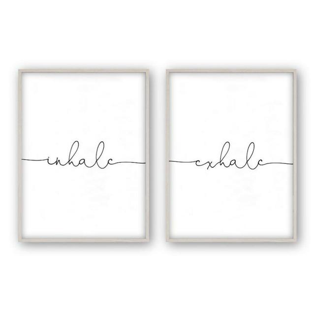 Inhale Exhale - 2 Piece Print (Set of 2) East Urban Home Size: 31 cm H x 22 cm W, Format: White Oak Frame on Productcaster.